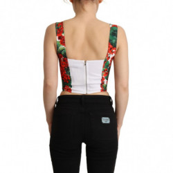 Top corto a cuore in viscosa con stampa geranio rosso - IT36 - XS