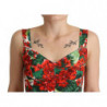 Top corto a cuore in viscosa con stampa geranio rosso - IT36 - XS