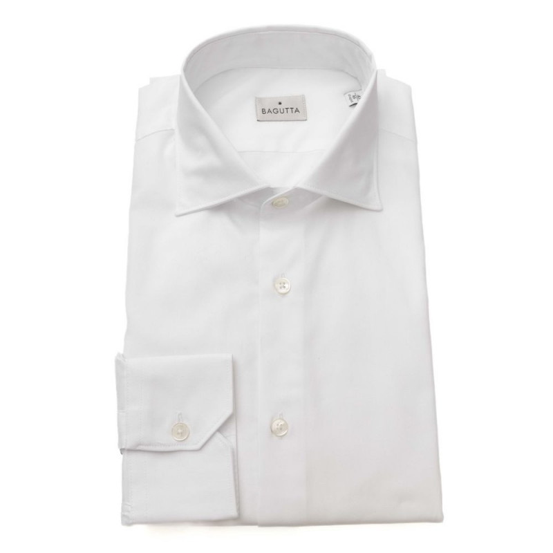 Camicia elegante cotone bianco vestibilità media colletto francese - L