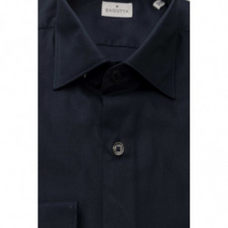 Bagutta Elegance: Camicia Blu In Cotone Collo Francese - 4XL