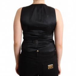 Top gilet in viscosa senza maniche con bottoni neri - IT46-XL