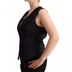 Top gilet senza maniche con bottoni neri - IT50-3XL
