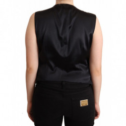 Top gilet senza maniche con bottoni neri - IT50-3XL