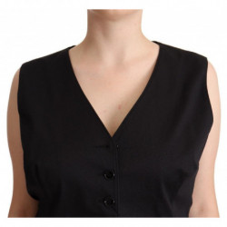 Top gilet senza maniche con bottoni neri - IT50-3XL