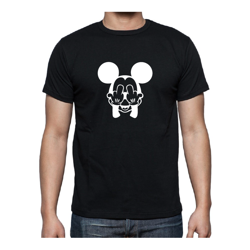 T-shirt maglietta Mickey Mouse Fuck Topolino - Nera -Taglia XL