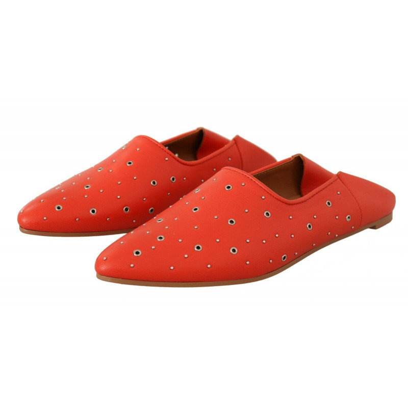 Mocassini con cinturini con occhielli in pelle arancione - EU38/US7.5