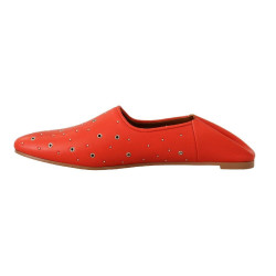 Mocassini con cinturini con occhielli in pelle arancione - EU38/US7.5