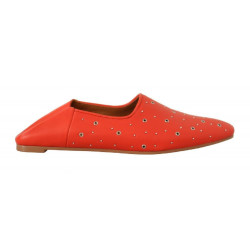 Mocassini con cinturini con occhielli in pelle arancione - EU38/US7.5