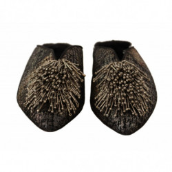 Scarpe slip-on impreziosite in pelle jacquard dorata - EU37/US6.5