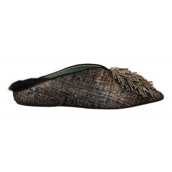 Scarpe slip-on impreziosite in pelle jacquard dorata - EU37/US6.5