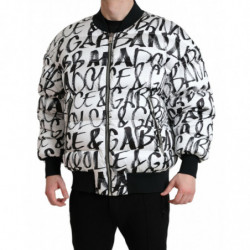 Giubbotto bomber con zip intera imbottito con logo bianco - IT50 - L
