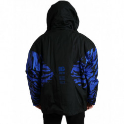Giacca a vento con cappuccio blu nero - IT58 - XXL