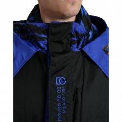 Giacca a vento con cappuccio blu nero - IT58 - XXL