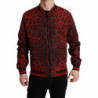Giubbotto bomber in nylon leopardato rosso con zip intera - IT54 - XL