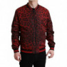 Giubbotto bomber in nylon leopardato rosso con zip intera - IT54 - XL