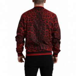 Giubbotto bomber in nylon leopardato rosso con zip intera - IT54 - XL