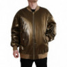 Bomber da uomo con zip intera in nylon bronzo - IT54 - XL