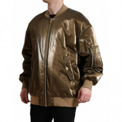 Bomber da uomo con zip intera in nylon bronzo - IT54 - XL
