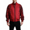 Giacca bomber poliestere leopardato rosso cerniera intera - IT52 - L