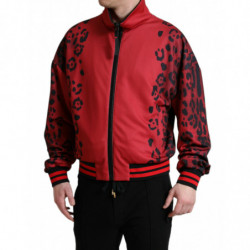Giacca bomber poliestere leopardato rosso cerniera intera - IT52 - L