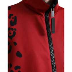 Giacca bomber poliestere leopardato rosso cerniera intera - IT52 - L