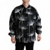 Giubbotto bomber abbottonato lana nera stampa floreale - IT54 - XL