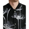 Giubbotto bomber abbottonato lana nera stampa floreale - IT54 - XL