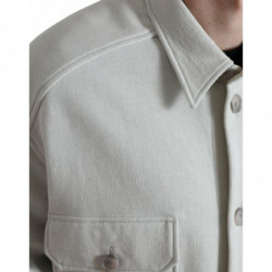 Giacca cappotto con colletto button down in cotone grigio - IT48 - M