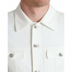 Giacca in denim con colletto elasticizzato in cotone bianco - IT48 - M