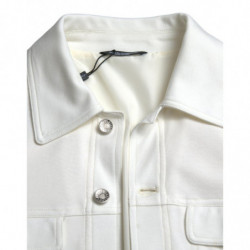 Giacca in denim con colletto elasticizzato in cotone bianco - IT48 - M