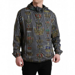 Giacca con cappuccio con corona a righe bianche nere - IT50 - L