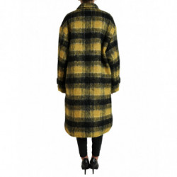 Giacca cappotto casual a maniche lunghe scozzese gialla - IT40-S