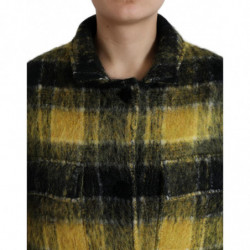 Giacca cappotto casual a maniche lunghe scozzese gialla - IT40-S