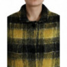 Giacca cappotto casual a maniche lunghe scozzese gialla - IT40-S