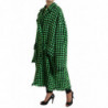 Giacca cappotto lungo a maniche lunghe pied de poule verde - IT40-S