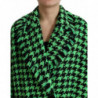 Giacca cappotto lungo a maniche lunghe pied de poule verde - IT40-S