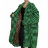 Giacca cappotto lungo a maniche lunghe pied de poule verde - IT40-S