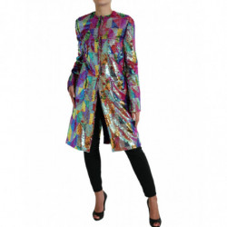 Giacca cappotto con paillettes in poliestere multicolore - IT40-S