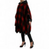 Giacca poncho cappuccio motivo Buffalo Check nero rosso - IT40-S