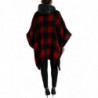Giacca poncho cappuccio motivo Buffalo Check nero rosso - IT40-S