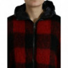 Giacca poncho cappuccio motivo Buffalo Check nero rosso - IT40-S