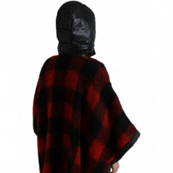 Giacca poncho cappuccio motivo Buffalo Check nero rosso - IT40-S