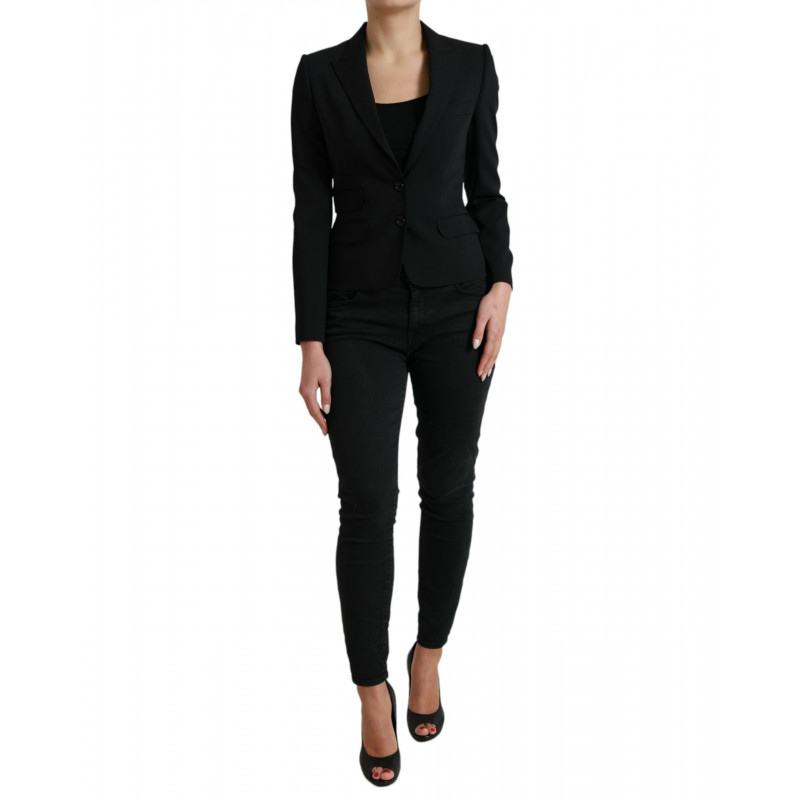 Giacca cappotto blazer monopetto in lana nera - IT40-S