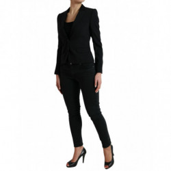 Giacca cappotto blazer monopetto in lana nera - IT40-S