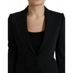 Giacca cappotto blazer monopetto in lana nera - IT40-S