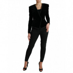 Giacca doppiopetto in cotone velluto nero - IT40-S
