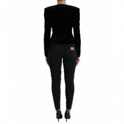 Giacca doppiopetto in cotone velluto nero - IT40-S