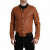 Giacca Traforata In Pelle Di Agnello Marrone - IT48 - M