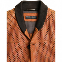 Giacca Traforata In Pelle Di Agnello Marrone - IT44 - XS