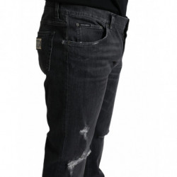 Jeans skinny slim in cotone grigio strappato - IT46 - S